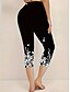 billiga Blommönster-Damleggings Capri Byxor Hög Elasticitet Semester Vintage Mode Kalmudd Mitten Midja Blommig Grafisk Tryck Andningsbar Mjuk Elastisk Semester Ledig Daglig Svart himmelsblå Grön