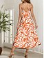 baratos Vestidos Florais-Mulheres Vestido Longo Vestido A Line Vestido de verão Vestido de decote Elegante Férias Casual Normal Floral Gráfico Geométrica Sem Manga Decote V Com Alças Finas Vermelho Azul Roxo Laranja Verão