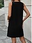 levne Denimové šaty-Dámské Mini šaty Úpletové šaty Slip Dress prázdniny Na běžné nošení Venkovní Dovolená Denní Běžný Bez vzoru Bez rukávů Do U Černá Vodní modrá Trávová zelená Léto