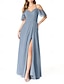 preiswerte Brautjungfernkleider-A-Linie Brautjungfernkleid Spaghetti-Träger Ärmellos Elegantes Bodenlang Chiffon mit Falten  Geteilte Front  Raffung