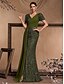 economico VERDE-Abiti Quinceanera A-Line abito elegante formale matrimonio lungo fino al pavimento maniche corte scollo a V con paillettes