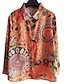 voordelige Vrouwen vakantie tops-Dames Overhemd Grafisch Abstract Dagelijks Stijlvol Modern Lange mouw Overhemdkraag Normale tops Werk Dagelijks Knop Afdrukken Rood blauw Oranje Zomer Lente