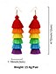 abordables Pendiente de mujer-Pendientes colgantes con borlas de arcoíris para mujer: joyas coloridas de estilo bohemio para festivales LGBT, desfiles y celebraciones de verano.