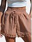 baratos Shorts jeans-Mulheres chinês Calção Roupa de rua Estilo Étnico Básico Curto Cintura Alta Tecido Bolsos Cintura elástica Confortável Macio Micro-Elástica Ao ar livre Férias Rua Preto Branco Rosa Azul Verão Normal