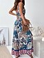 preiswerte lässige Overalls-Damen Normal Overall Streetwear Blumen Ärmellos V Ausschnitt Druck Straße Täglich Normale Passform Marineblau Königsblau Blau Sommer