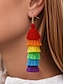 abordables Pendiente de mujer-Pendientes colgantes con borlas de arcoíris para mujer: joyas coloridas de estilo bohemio para festivales LGBT, desfiles y celebraciones de verano.