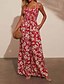 preiswerte lässige Overalls-Damen Normal Overall Streetwear Blumen Ärmellos U-Ausschnitt Druck Straße Täglich Normale Passform Rote Sommer