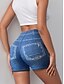 baratos Shorts quentes-Mulheres Calção Shorts de verão Shorts de praia Férias Vintage Roupa de rua Curto Cintura Alta Tecido Cintura elástica Estampado Conforto Leve Macio Com Stretch Ao ar livre Rua Casual Azul Azul