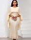 preiswerte Bodenlänge-Kleid Brautmutterkleid Elegant Rundhalsausschnitt Bodenlang Chiffon Dreiviertelarm mit Paillette 2025