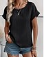 billige Plain tee-Dame Bluse Helfarve Stilfuld Afslappet Kortærmet Rund hals Almindelige toppe Daglig Sort Hvid Sommer