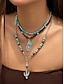 abordables Collier pour femme-Ensemble de colliers de perles turquoise superposées pour femmes - Bijoux bohèmes avec breloques cactus et gouttes, idéal pour les festivals, les concerts country et les tenues décontractées