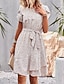 billiga Bohemklänningar-Dam Mini klänning Blommig klänning Boho-klänning Klänning med tryck Mode Klassisk Modern Semester Helgdag Utekväll Normal Blomma Kortärmad Rund hals Rubinrött Blå Brun Grön Sommar