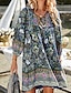 abordables Robes Bohémiennes-Femmes Mini Robe Robe Fleurie Robe bohème Robe Imprimée Classique Moderne Extérieur Vacances Fête Coupe régulière Fleur manche longue Col en V Jaune Rose Claire bleu marine Bleu Été