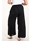 voordelige Effen katoenen linnen broek-Dames Katoenen linnen broek Broeken Streetwear Casual Lang Hoge taille Effen Zak Elastisch ontwerp met trekkoord Hoge snede Ademend Zacht Micro-elastisch Vakantie Straat Alledaagse kleding Zwart Wit