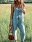 preiswerte Schlichte Hose aus Baumwollleinen-Damen Normal Overall Streetwear Gestreift Ärmellos U-Ausschnitt Tasche Ferien Ausgehen Normale Passform Grau Sommer