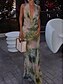 cheap Floral Dress-Women&#039;s Dress Set Sheath Dress Halter Dress Beach Graphic Ruched Print Maxi Dress Sleeveless U Neck Vacation Date Red Brown Green Summer Regular Fit