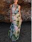 cheap Floral Dress-Women&#039;s Dress Set Sheath Dress Halter Dress Beach Graphic Ruched Print Maxi Dress Sleeveless U Neck Vacation Date Red Brown Green Summer Regular Fit