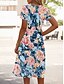 preiswerte Blumenkleider-Damen Minikleid T-Shirt-Kleid Sommerkleid A Linie Kleid Urlaub Lässig Täglich Teegesellschaft Ausgehen Normale Passform Blumen Grafik Kurzarm V Ausschnitt Hellgrün Blau Himmelblau Violett Sommer
