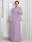 abordables Con chaqueta-Vestido formal madre de la novia de dos piezas azul A-Line elegante con brillo y cuello joya largo hasta el suelo de gasa con mangas de medio largo botones y apliques de flores