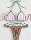 preiswerte Bikini-Sets-Damen Badeanzug Bikini Zweiteilig Bademode Rückenfrei Tropisch Strandbekleidung Blume Neckholder Ärmellos Badeanzüge
