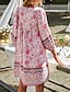 abordables Robes Bohémiennes-Femmes Mini Robe Robe Fleurie Robe bohème Robe Imprimée Classique Moderne Extérieur Vacances Fête Coupe régulière Fleur manche longue Col en V Jaune Rose Claire bleu marine Bleu Été