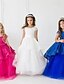 baratos Vestidos para Menina das Flores de Casamento-Vestido de Menina das Flores Comprimento até o Chão Vestido de Festa de Casamento Frozen Elsa Meninas Vestido Fofo de Formatura Tule com Drapeado Estilo Real Elegante Fit 3-16 Anos