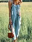 preiswerte Schlichte Hose aus Baumwollleinen-Damen Normal Overall Streetwear Gestreift Ärmellos U-Ausschnitt Tasche Ferien Ausgehen Normale Passform Grau Sommer