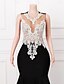 billige SVART-Mermaid  Trumpe Kveldsdrakt Elegant Kjole Kveldsfest Prom Domstol Tog Uten Ermer Crew Hals Stretch Krepp med Perle Applikasjoner