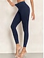 baratos Leggings lisas-Mulheres Jegging Férias Vintage Estilo Étnico Comprimento total Cintura Alta Corte alto Conforto Respirável Secagem Rápida Com Stretch Ao ar livre Ioga Rua Preto Azul Azul Escuro Verão Fino