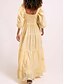 abordables Robes fleuries-Femmes Robe maxi Robe trapèze Occasionnel Extérieur Sortir Coupe régulière Fleuri Plaid Manche Courte Col carré Blanche Jaune Rouge Bleu Roi Été