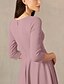 billige Te Lengde-A-Line Mor til Bruden Kjole Bryllupsgjest Elegant Minimalistisk V Utringning Te Lengde Italia Sateng 3/4 Lengde Erme med Drapering