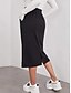 abordables Jupes unies-Jupe femme Couleur unie Mode Décontractée Maxi Jupe taille haute Uni Poche Élastique Street Daily Noir Gris Été Polyester