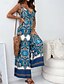 preiswerte lässige Overalls-Damen Normal Overall Streetwear Blumen Ärmellos V Ausschnitt Druck Straße Täglich Normale Passform Marineblau Königsblau Blau Sommer