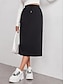 abordables Jupes unies-Jupe femme Couleur unie Mode Décontractée Maxi Jupe taille haute Uni Poche Élastique Street Daily Noir Gris Été Polyester