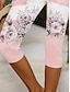 billige -Dame Leggins Ferie Årgang Mode Calf-længde Høj Talje Blomstret Grafisk Printer Åndbart Blød Elastisk udendørs Ferierejse Afslappet Lys Lyserød Hvid / Blå Lys Lilla Sommer Forår Slank Pasform