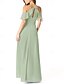 preiswerte Brautjungfernkleider-A-Linie Brautjungfernkleid Spaghetti-Träger Ärmellos Elegantes Bodenlang Chiffon mit Falten  Geteilte Front  Raffung