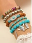 billige Dame armbånd-Boho western perlearmbåndssæt til kvinder – flerlags stretch-stable med turkis, træperler og cowboy støvle, fjer, tyr kranie vedhæng – festival, casual og gave smykker
