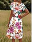 abordables Robes fleuries-Femmes Mini Robe Robe T-Shirt Robe d&#039;Été Robe trapèze Robe d&#039;été Vacances Occasionnel Chaussures de plage Quotidien Fête Date Coupe régulière Fleuri Graphique Manche Courte Col en V Rose Claire Bleu