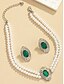 abordables Collier pour femme-Ensemble collier ras du cou et boucles d&#039;oreilles en perles vintage pour femme - élégant bijou en perles à double brin avec des accents ovales dorés pour dames, idéal pour les mariages, les fêtes et les occasions formelles