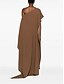 baratos Macacões da mamãe-Macacão vestido mãe da noiva elegante simples casual um ombro comprimento até o chão tecido elástico de spandex sem mangas com babados em cascata cor sólida