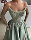 baratos VERDE-Vestido A-Line de Festa Noturna Elegante Formal Comprimento de Chão Sem Mangas Decote Coração Lantejoula com Glitter