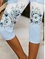 billige -Dame Leggins Ferie Årgang Mode Calf-længde Høj Talje Blomstret Grafisk Printer Åndbart Blød Elastisk udendørs Ferierejse Afslappet Lys Lyserød Hvid / Blå Lys Lilla Sommer Forår Slank Pasform