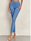 baratos Leggings lisas-Mulheres Jegging Férias Vintage Estilo Étnico Comprimento total Cintura Alta Corte alto Conforto Respirável Secagem Rápida Com Stretch Ao ar livre Ioga Rua Preto Azul Azul Escuro Verão Fino