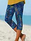 tanie -Damskie Spodnie capri Getry Moda miejska Boho Długość do łydki Natutalne Kwiaty Nadruk Wygodne Wygodny Dzienne zużycie Wyjściowe Streetwear Niebieski Zielony Lato Regularny
