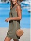 baratos Vestido Simples-Mulheres Minivestido Vestidos Para o Verão Vestido de verão Casual Diário Praia Normal Côr Sólida Sem Manga Gola Redonda Exército verde Preto Azul Bege Verão