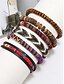 preiswerte Herrenschmuck-Boho-Set aus mehrlagigen geflochtenen Perlenarmbändern für Herren, verschiedene Materialdesigns – Holz, Leder und Seil, Tribal-Stil, Strand- und Freizeitkleidung
