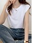 baratos Camiseta Regata Simples-Mulheres Camisola Regata Côr Sólida Diário Básico Casual Sem Manga Gola Redonda Tops regulares Diário Preto Branco Amarelo Azul Marron Verão