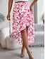 billige Grafiske nederdele-Dame Skjørte A-linje Mode Afslappet Maxi Høj Talje Nederdele Blomster Drapering Lomme Trykt mønster Mikroelastisk Gade Daglig Rosa Grøn Lyseblå Sommer Polyester