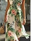 abordables imprimer des robes de plage-Femmes Robe Midi Robe trapèze Occasionnel Extérieur Sortir Plage Coupe Standard Fleuri Graphique Manche Courte Col en V Vert Été Printemps