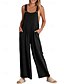 billige Bukser af almindelig bomuldshør-dame normal jumpsuit dungarees streetwear ensfarvet ærmeløs u-hals lomme gade fest normal pasform sort hvid gul sommer